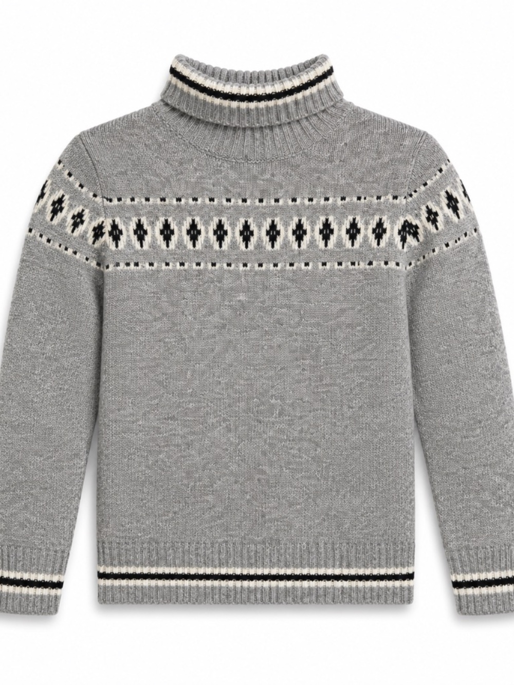 Billionaire Junior Boys Fair Isle Turtleneck Sweater Gray Size 8
